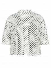  Polka Dot Print Cardigan Half Sleeve Open Front