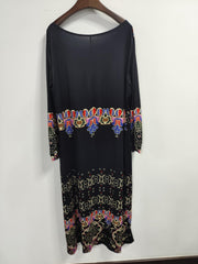 Floral Print Long Sleeve Maxi Dress
