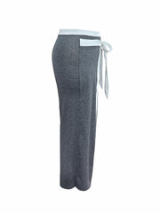  Wide Leg Pants with Layered Bow Knot Detail