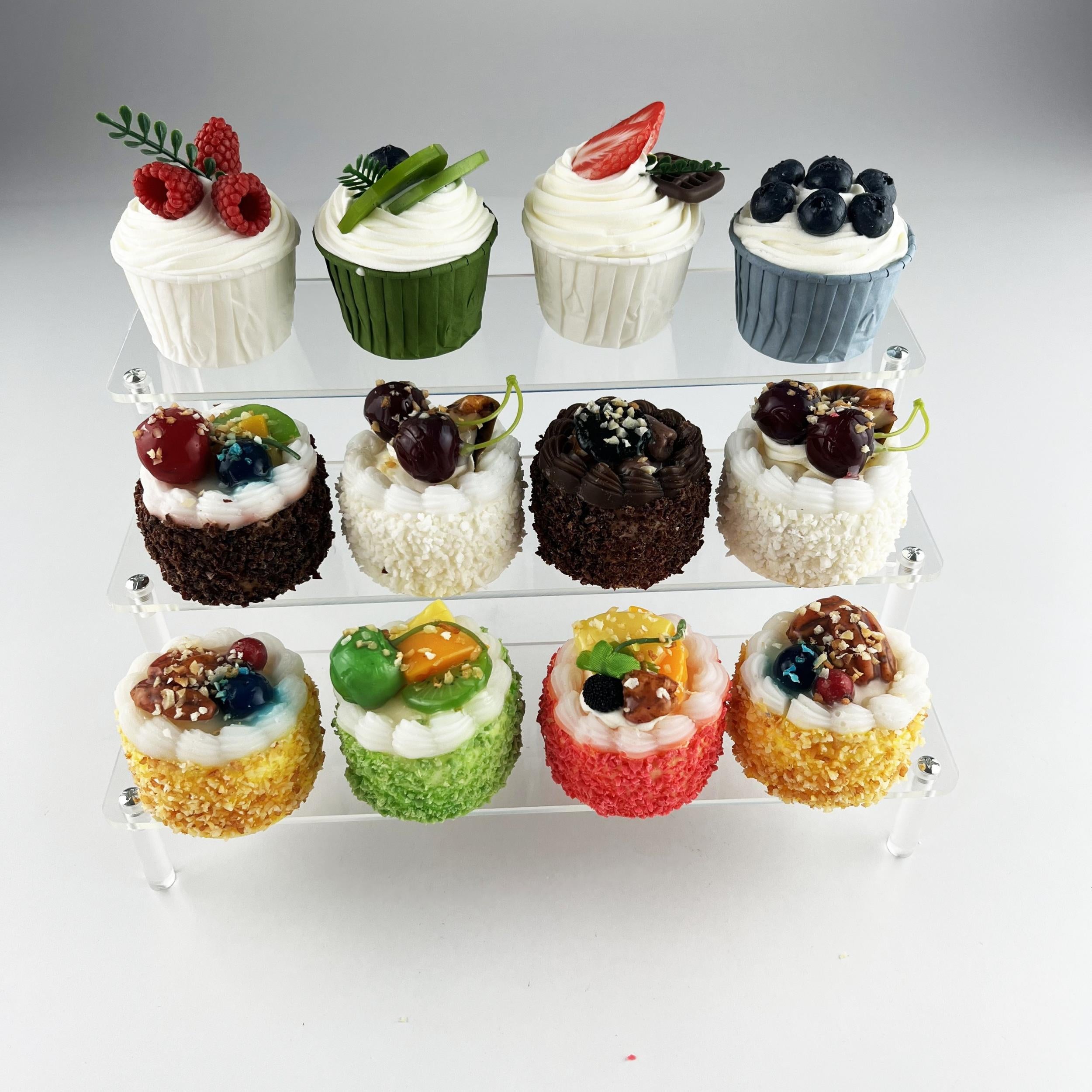 Acrylic Display Risers Clear Shelf Cupcake Stand Steps Organizer Decor