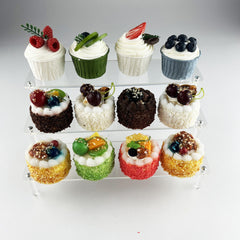 Acrylic Display Risers Clear Shelf Cupcake Stand Steps Organizer Decor