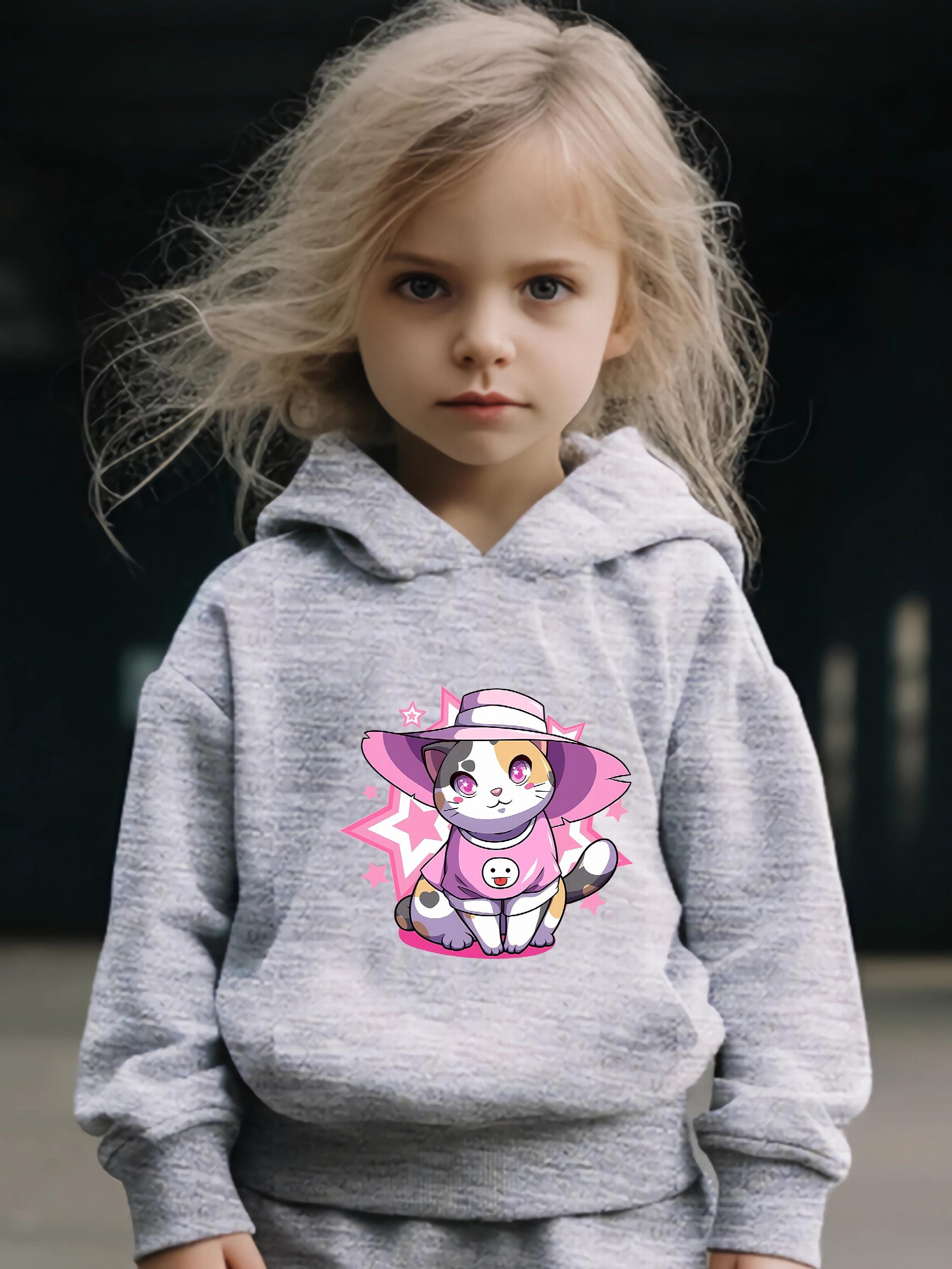 Cat Print 2pcs Girls Outfits For Sports Spring Fall Outdoor Gift