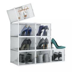 8pc Folding Shoe Storage Box With Lid Dustproof Stackable Shoe Box
