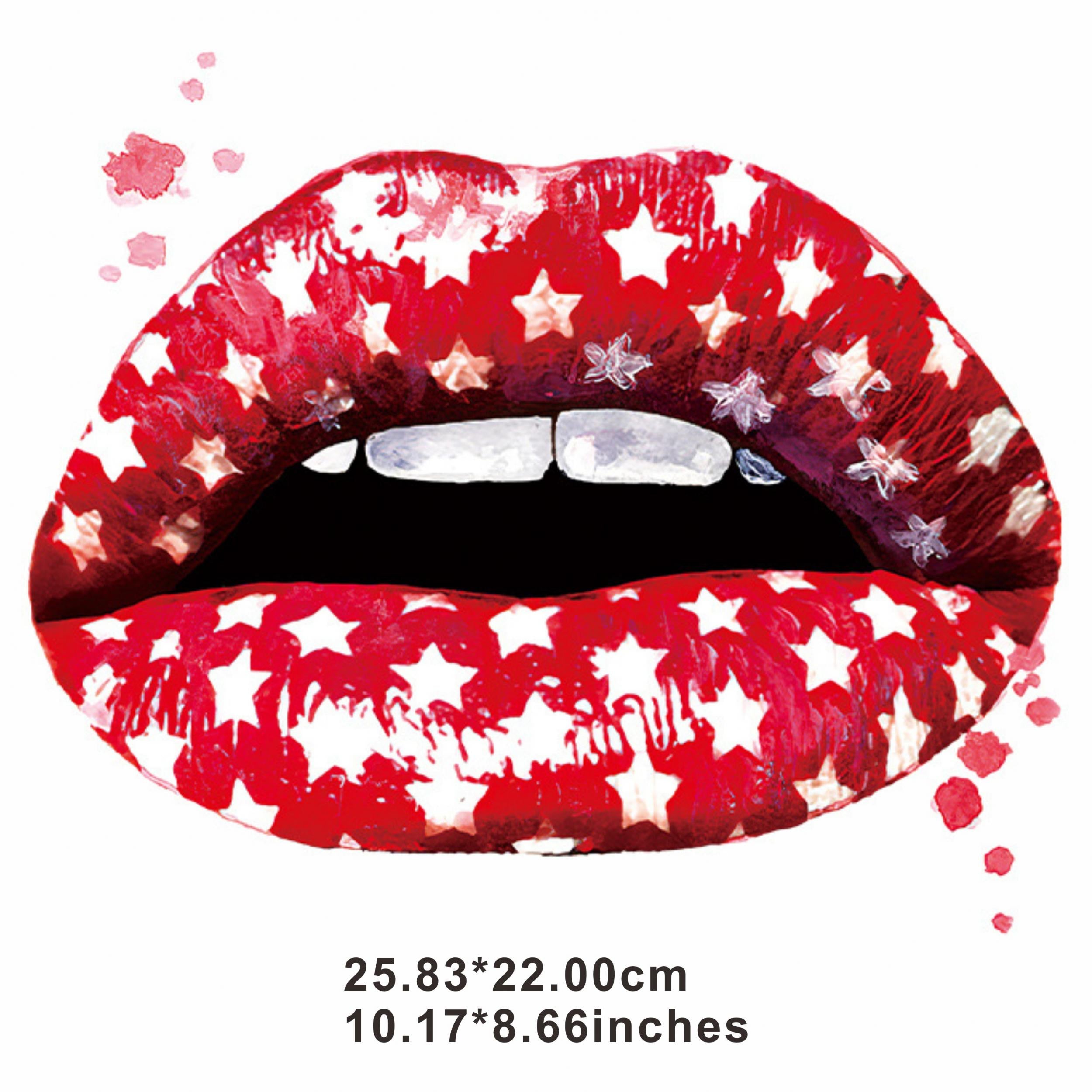 Star Pattern Lip Heat Transfer Sticker Hot Stamping Iron On DIY