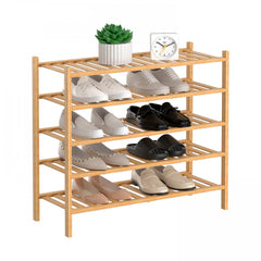 5 Tier Bamboo Shoe Rack Stackable Storage Shelf for Entryway Bedroom Bathroom
