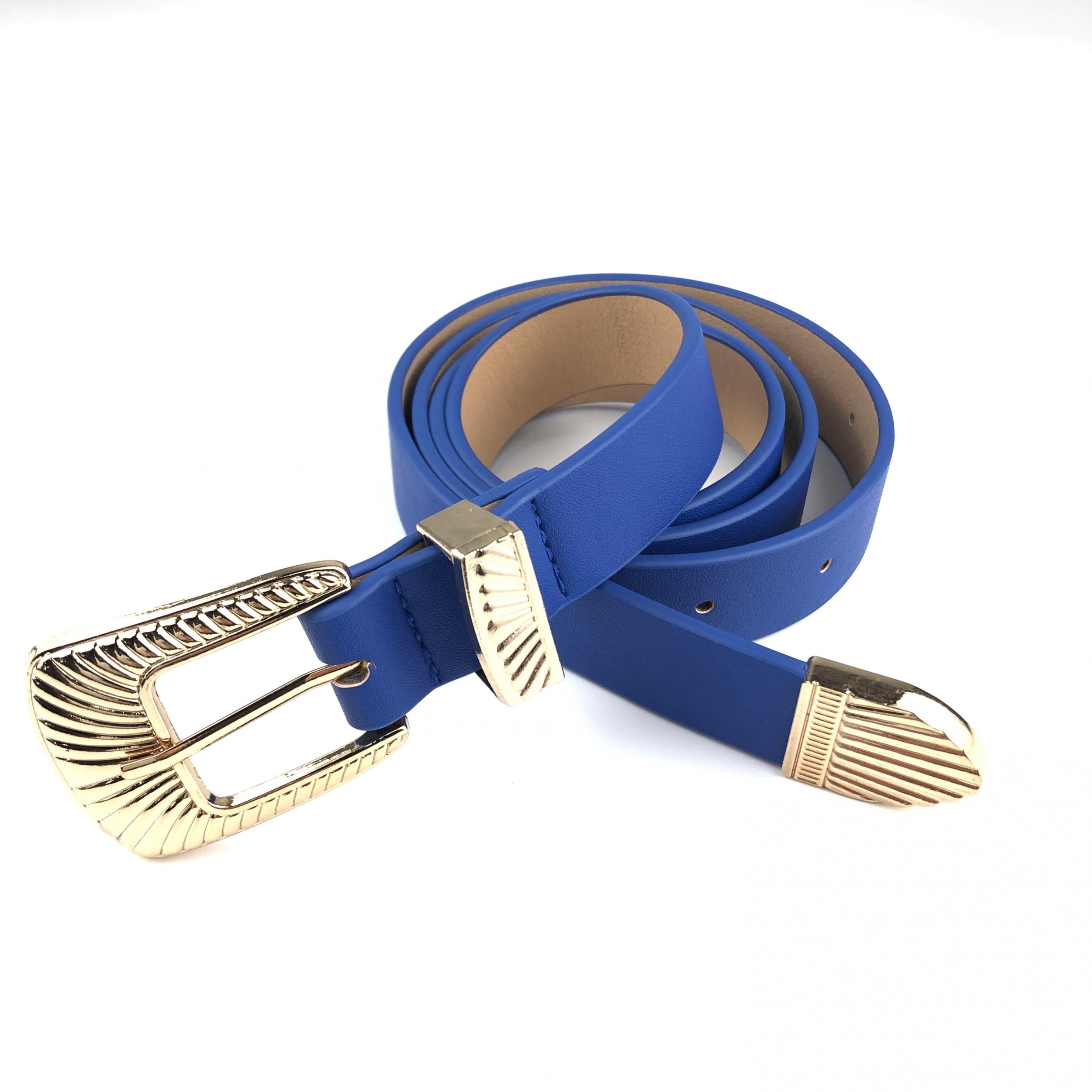 Vintage Golden Embossed Buckle Belt for Women