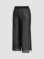 Women's Plus Size Semi Sheer Split Mesh Cover Up Pants