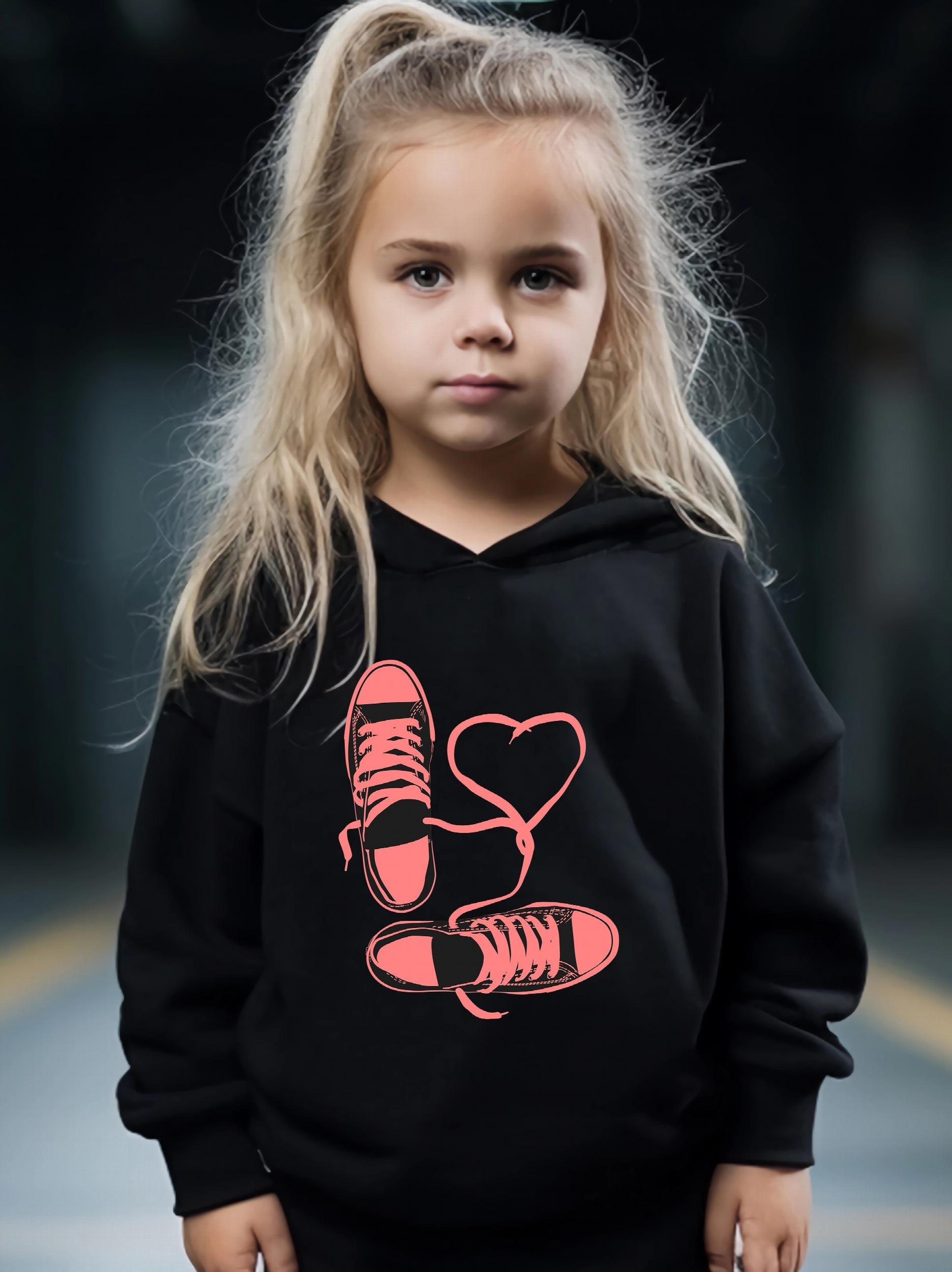 Rope Pattern Long Sleeve Hooded Sweatshirt Girls Cozy Hoodies