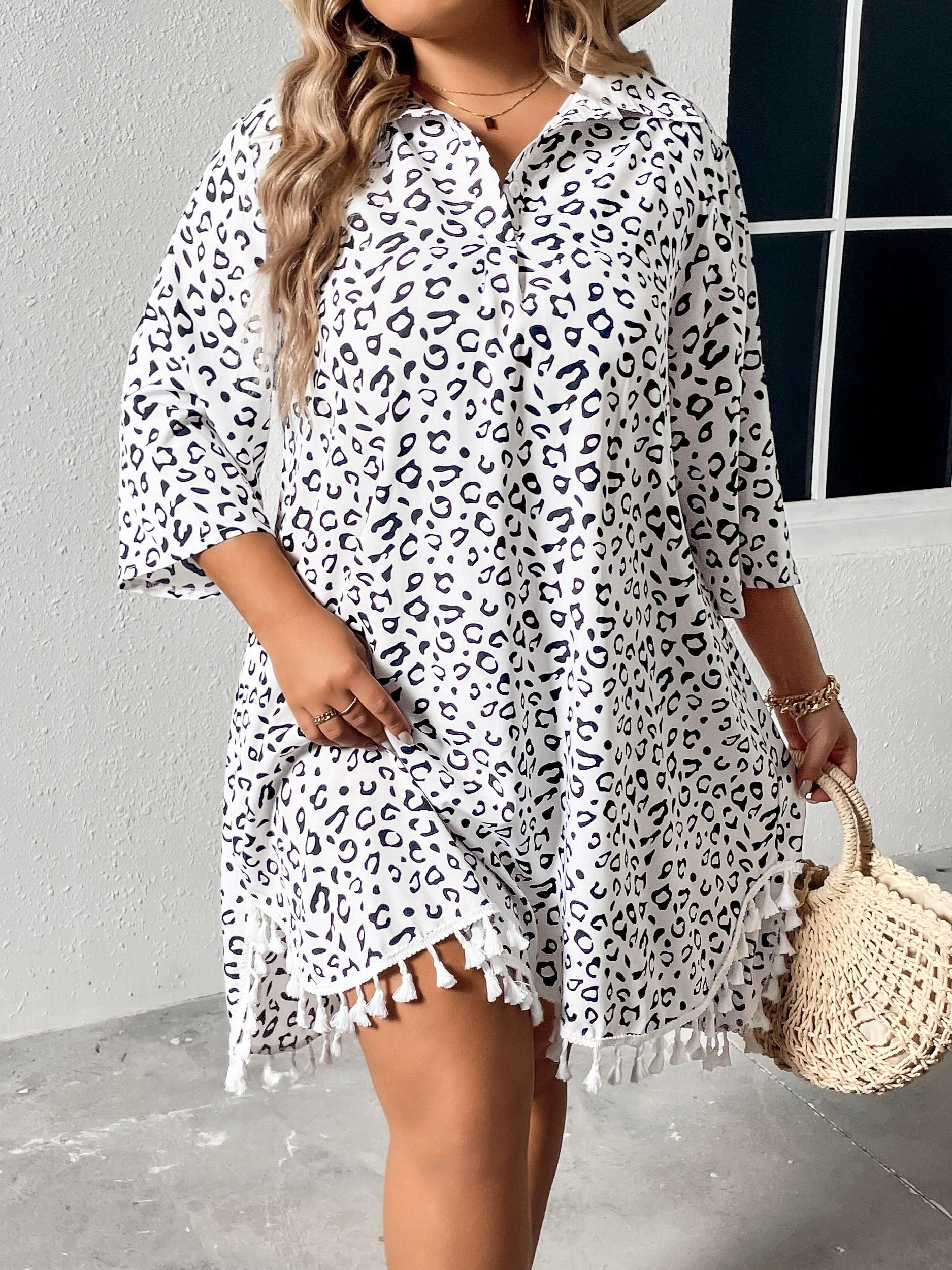  Leopard Print Polo Neck Blouse