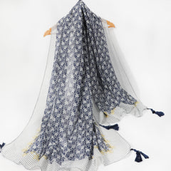 Vintage Floral Print Boho Scarf Tassel Shawl