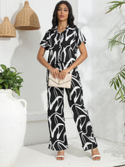 Abstract Print Two Piece Set Casual Outfit