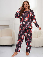  Christmas Loungewear Set Women's Plus Long Sleeve T shirt & Pants