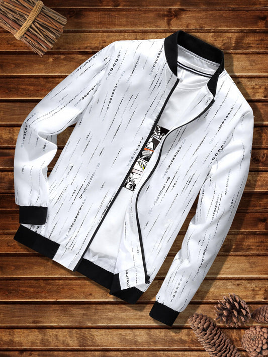Men's Lightweight Baseball Collar Zip Up Jacket
