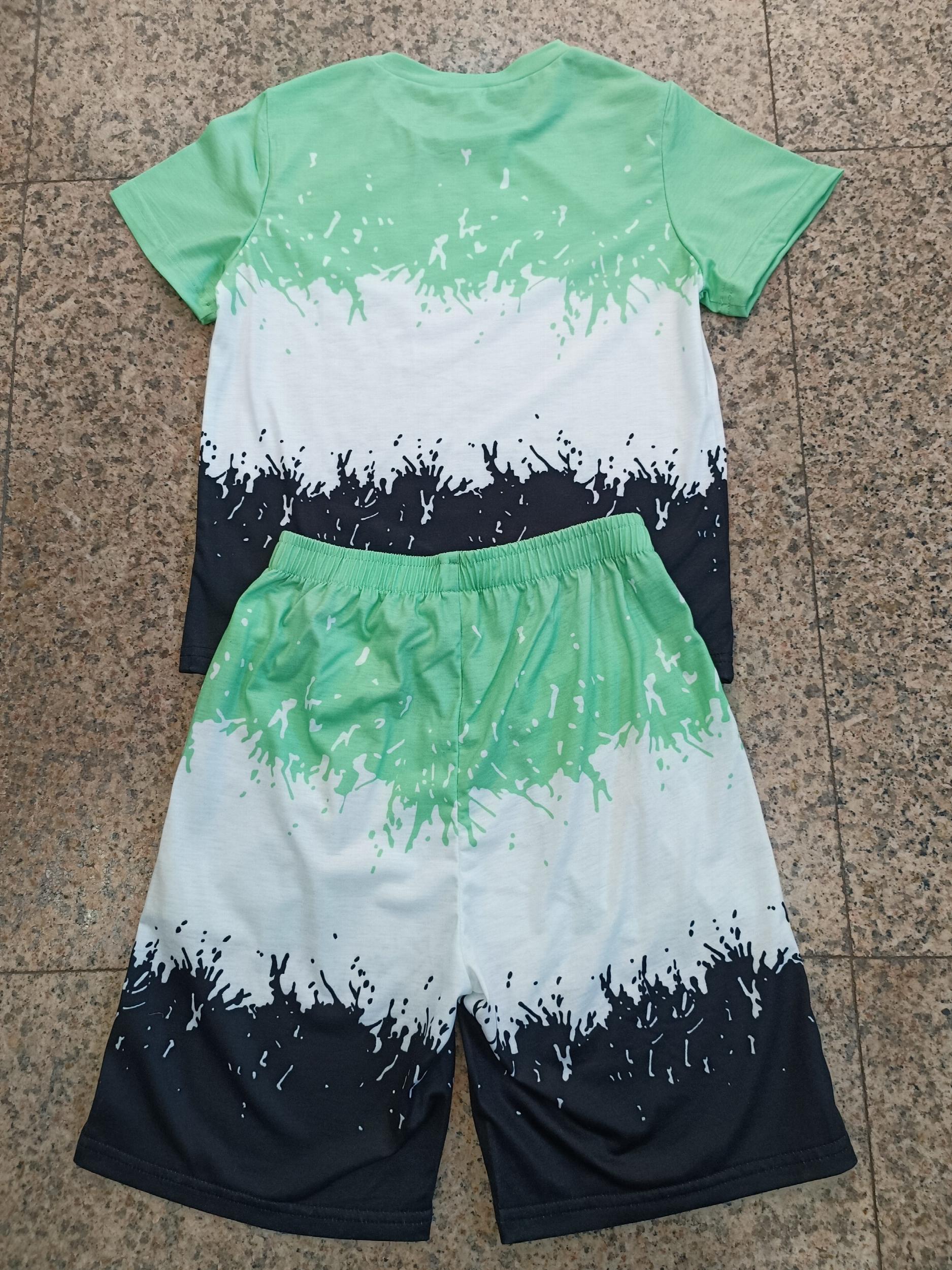 Boys Tie Dye Graphic T Shirt & Shorts Set Kids Summer Clothes
