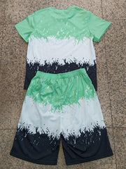 Boys Tie Dye Graphic T Shirt & Shorts Set Kids Summer Clothes
