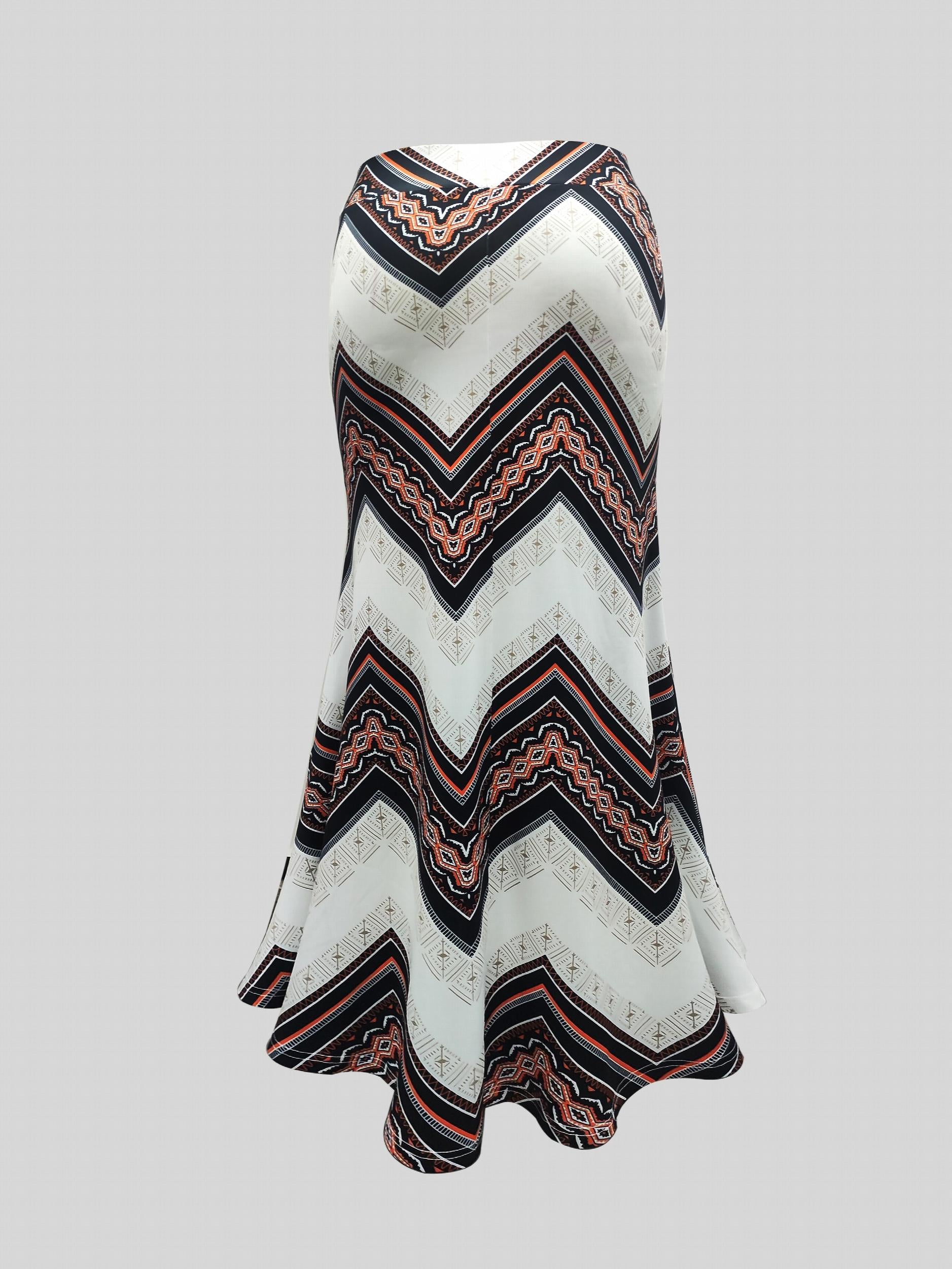  Women's Geometric Print Maxi Mermaid Skirt
