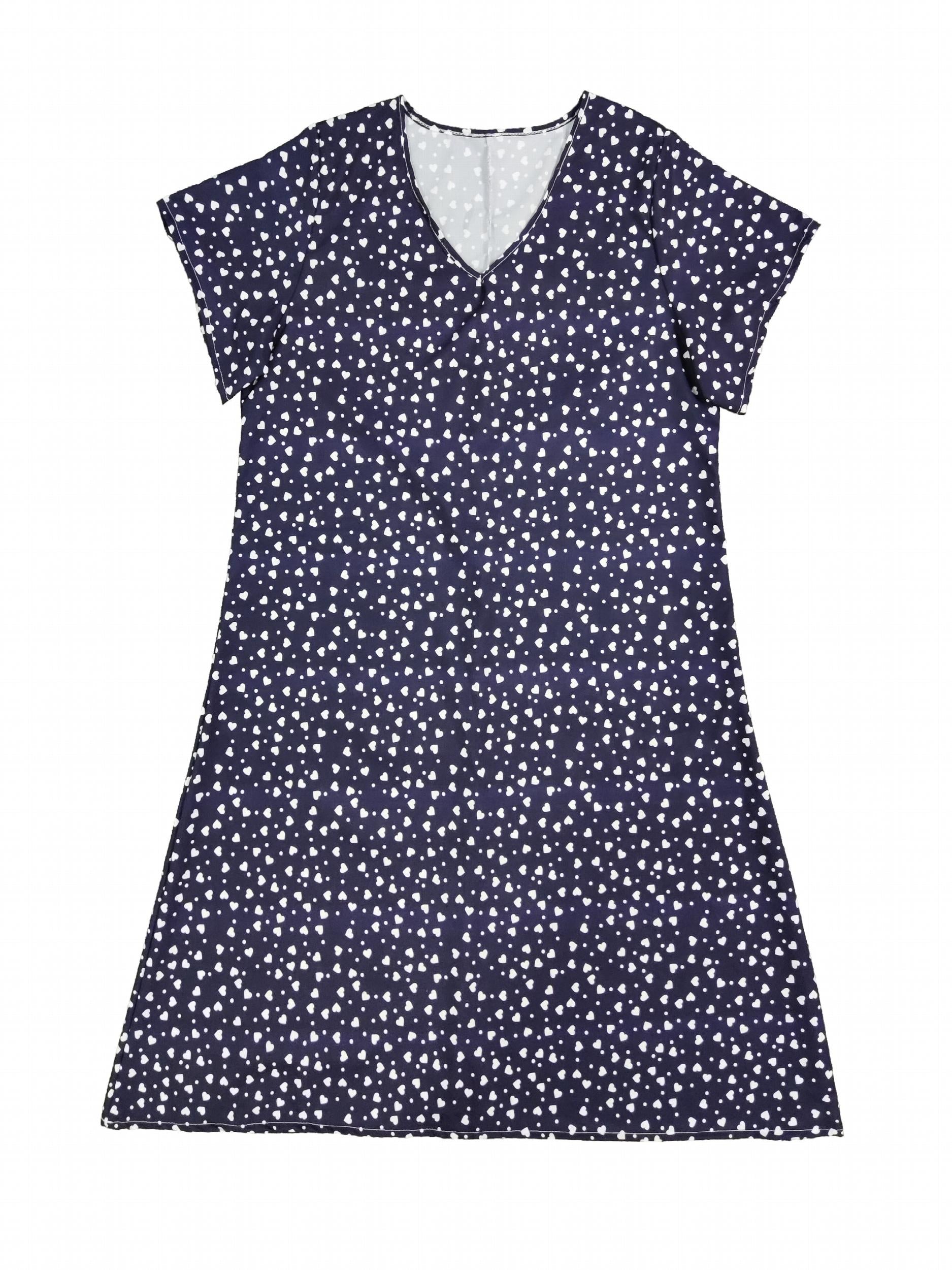  Heart Print V Neck Ruffled Dress