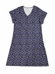  Heart Print V Neck Ruffled Dress
