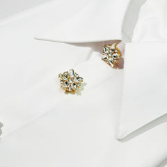 Star Button Covers 2pcs Rhinestone Shirt Decorations Men Women Formal Clothing
