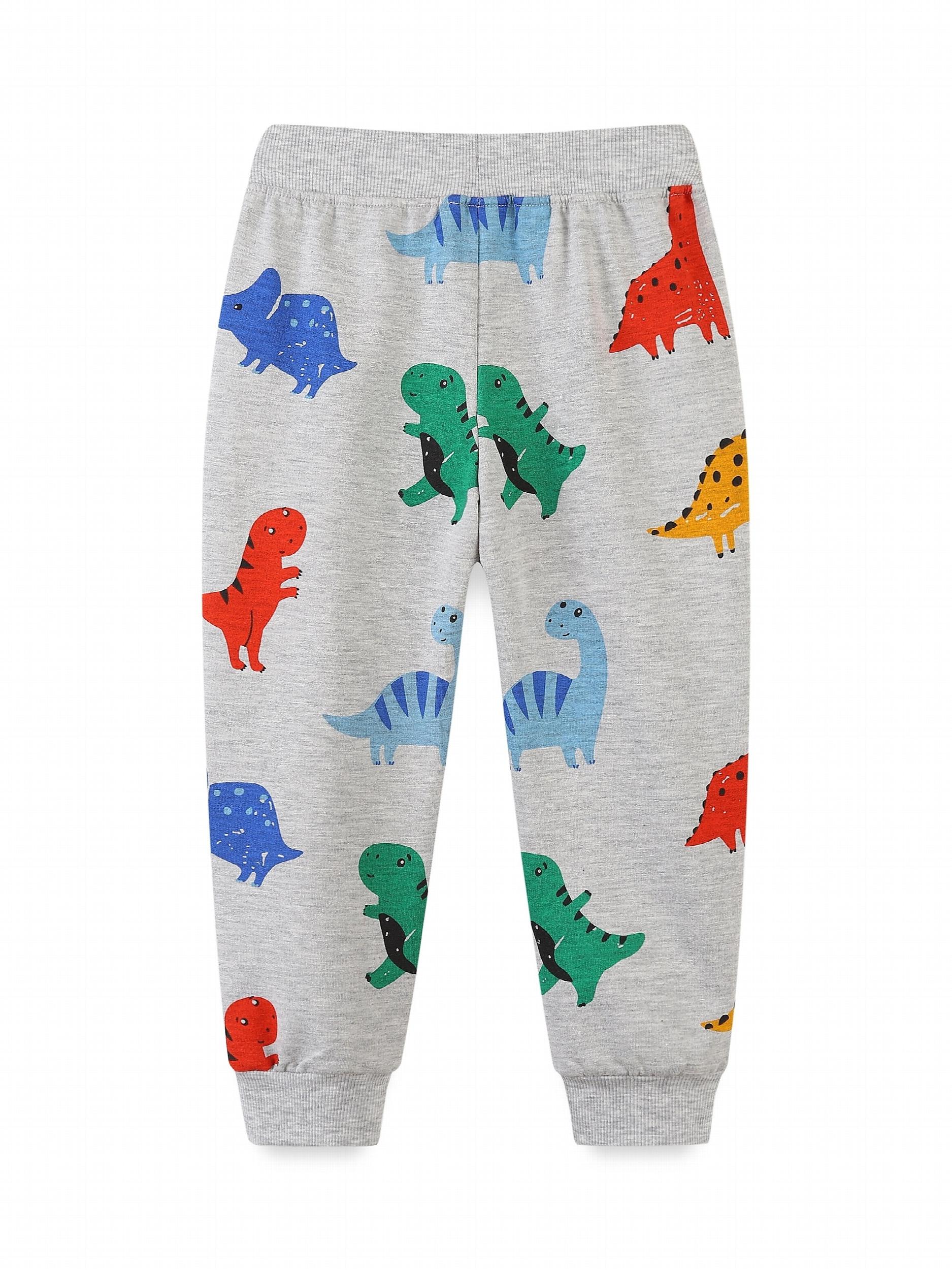 Dinosaur Print Boys Casual Long Pants for Kids