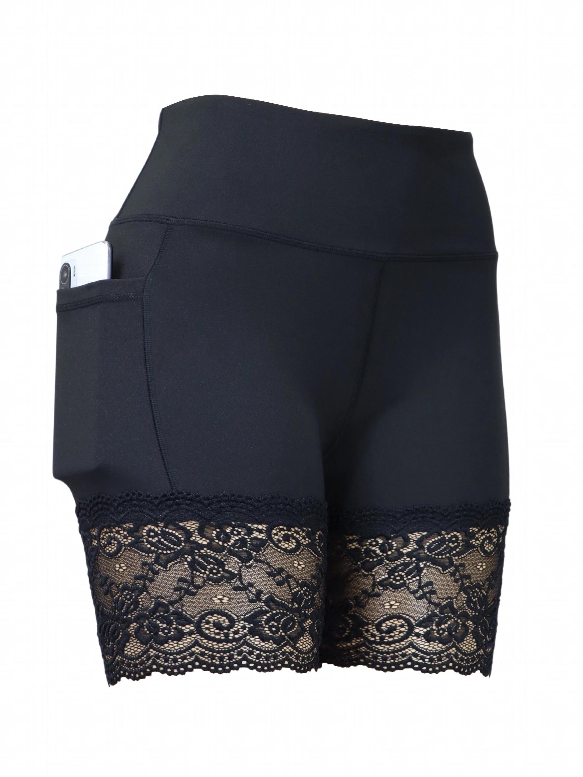 Women's Lace Decor Yoga Running Shorts Butt Lifting Slim Stretchy