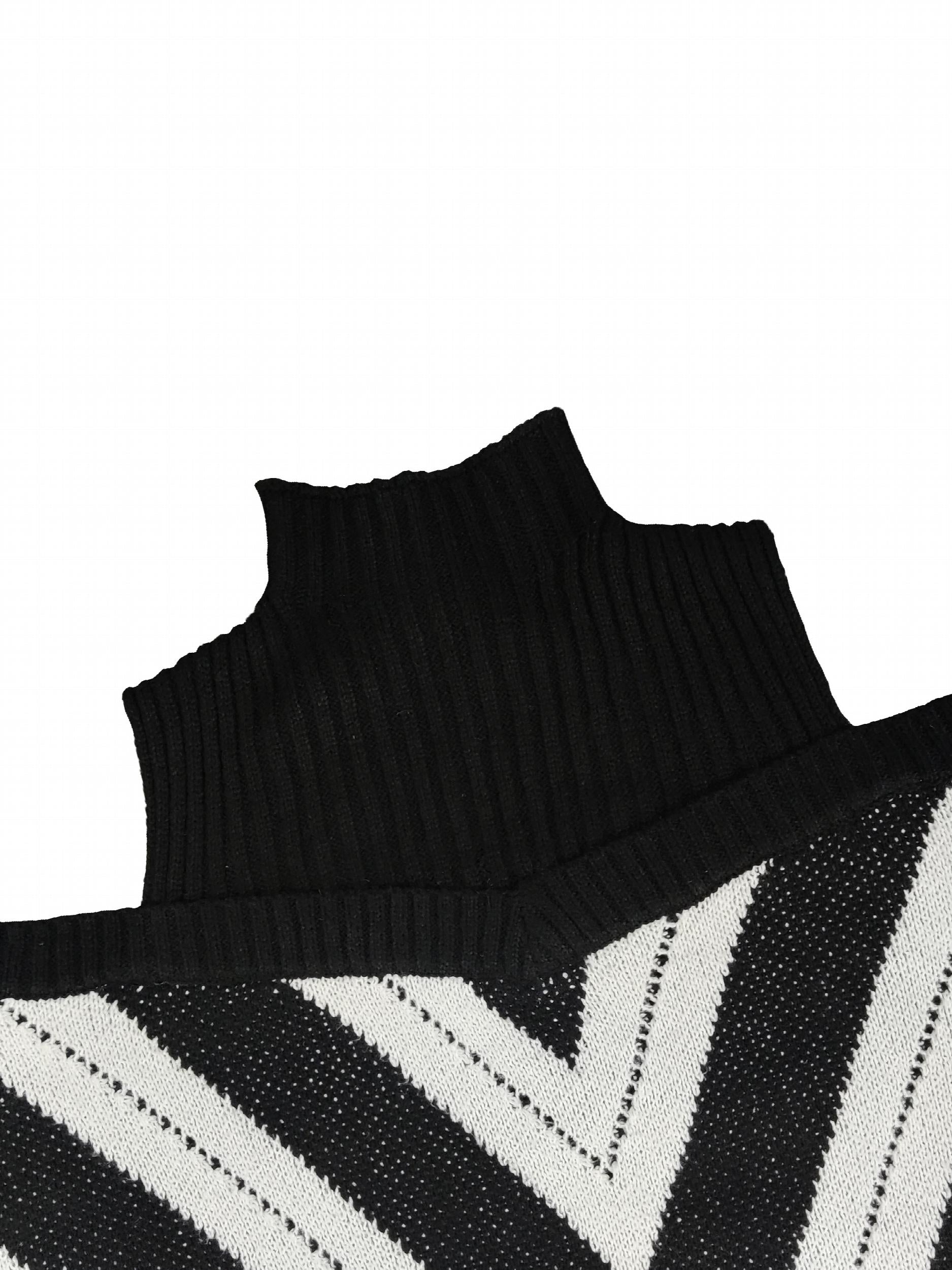  Geometric Print Cold Shoulder Sweater