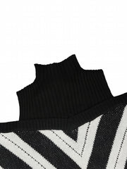  Geometric Print Cold Shoulder Sweater