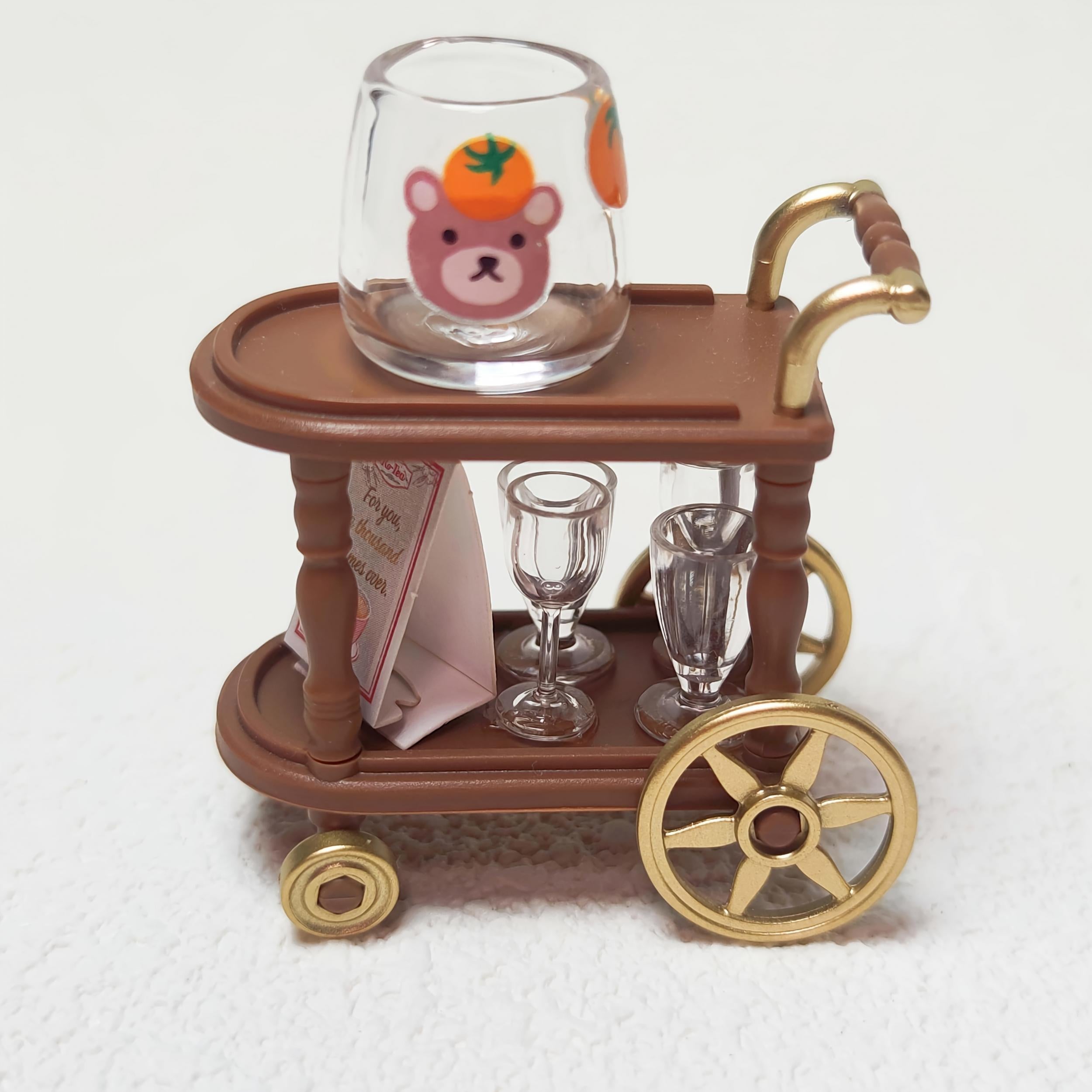 2pcs Mini Glass Cups Animal & Fruit Design Dollhouse Decor High Glass