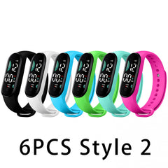 6pcs LED Sports Watch 24H Display Durable PVC Strap for Kids