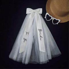 Bridal Veil Headpiece with Large Bow & Bride to Be Ribbon