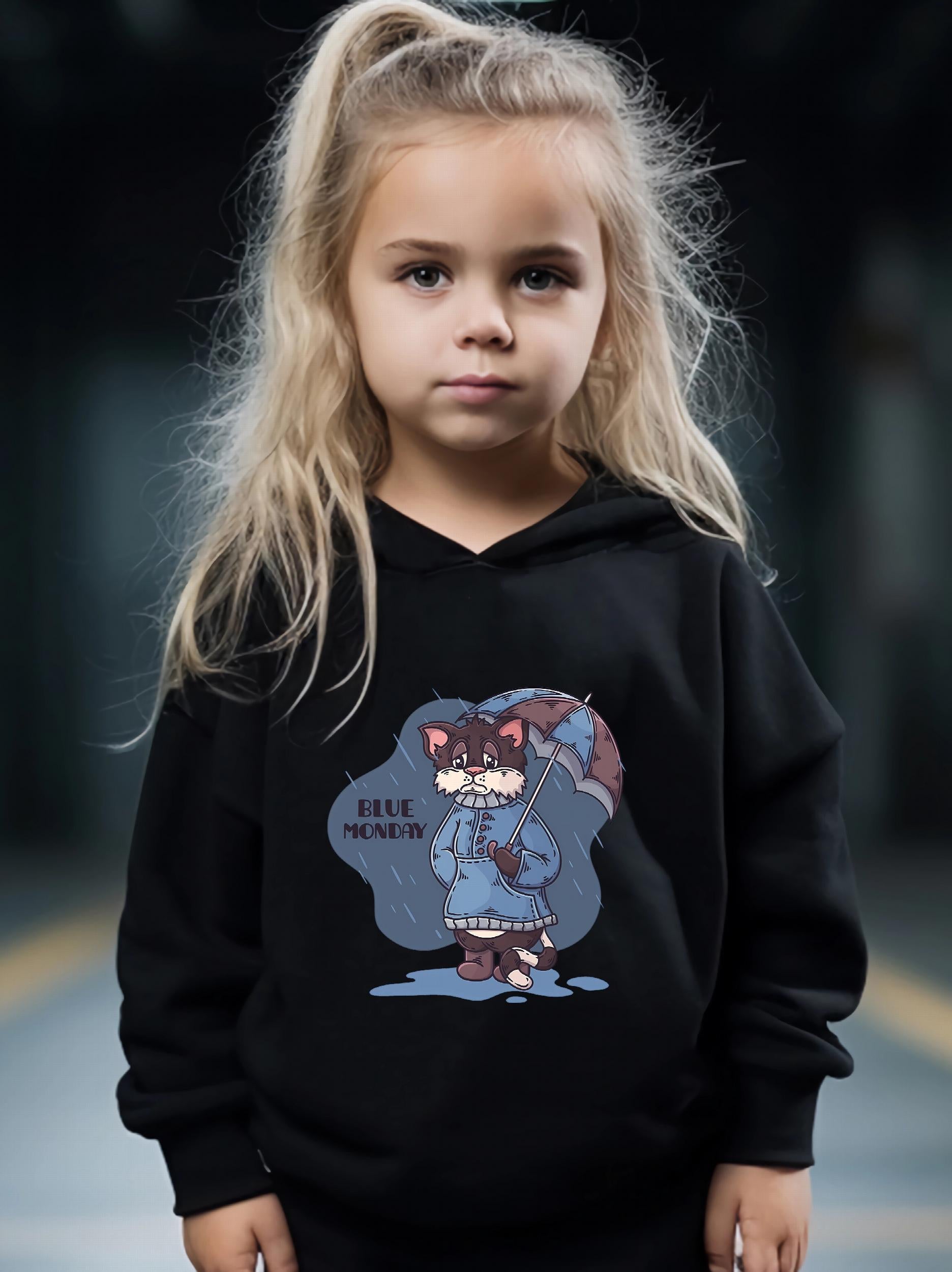 Sorrowful Cat Print 2pcs Girls Outfits For Sports Spring Fall Outdoor Gift
