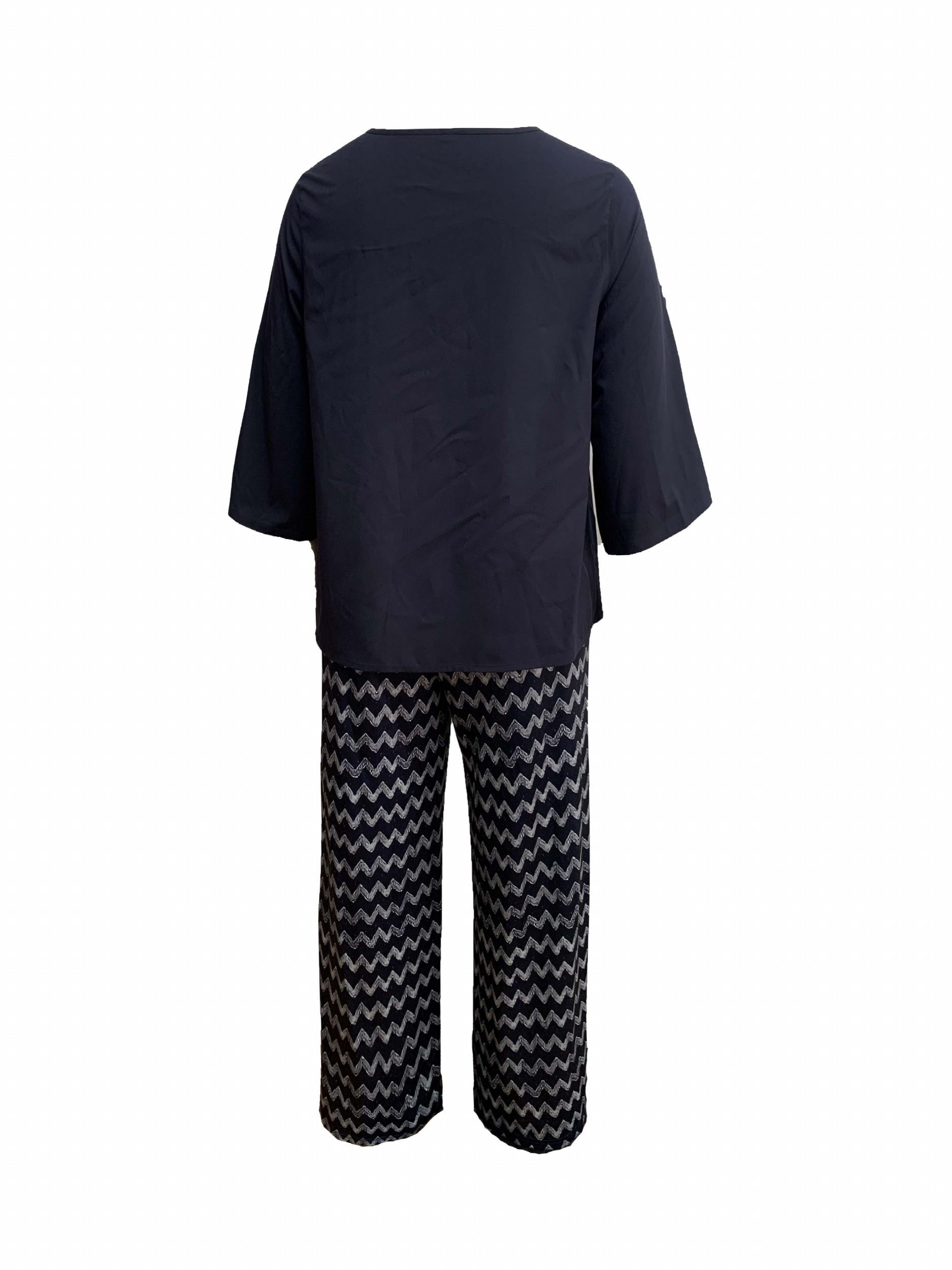  Women's 2 Piece Set Top & Chevron Print Pan