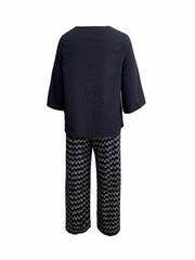  Women's 2 Piece Set Top & Chevron Print Pan