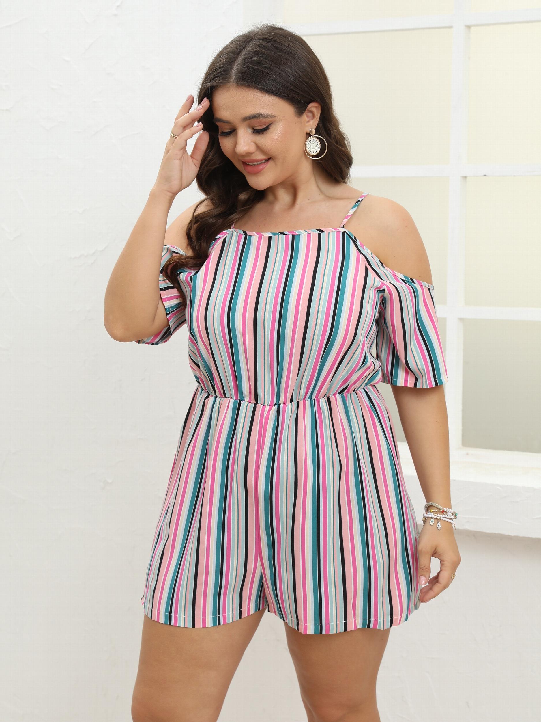  Cold Shoulder Short Sleeve Jumpsuit Medium Stretch