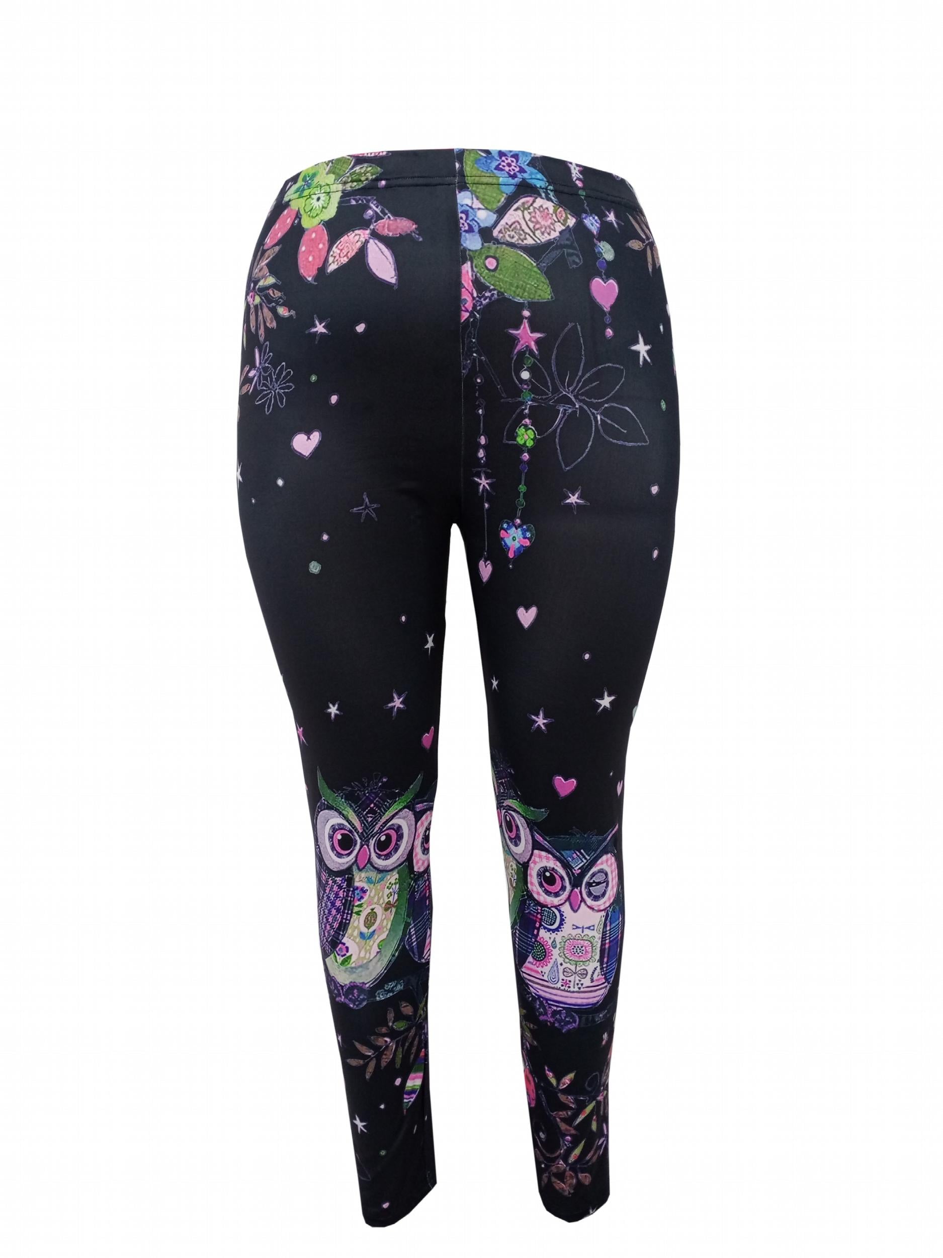  Casual Pants Women's Plus Floral & Animal Print Leggings