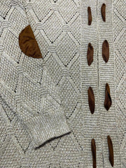  Solid Pointelle Long Sleeve Hooded Open Front Sweater Cardigan