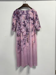  Floral Print Short Sleeve Dress