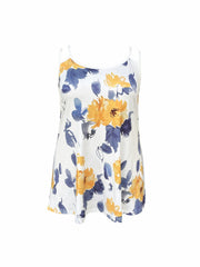  Floral Split Strap Round Neck Cami Top