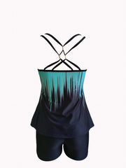  Ombre Cut Out Top & Shorts Swimsuit Set