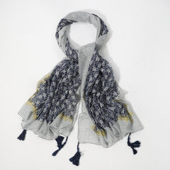 Vintage Floral Print Boho Scarf Tassel Shawl