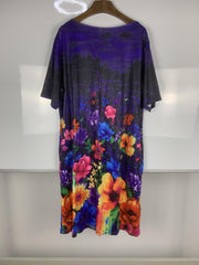  Floral Print Short Sleeve Dress With Pockets