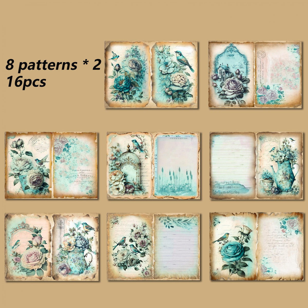 Vintage Animal Scrapbook Paper Pad - DIY Gift Wrap