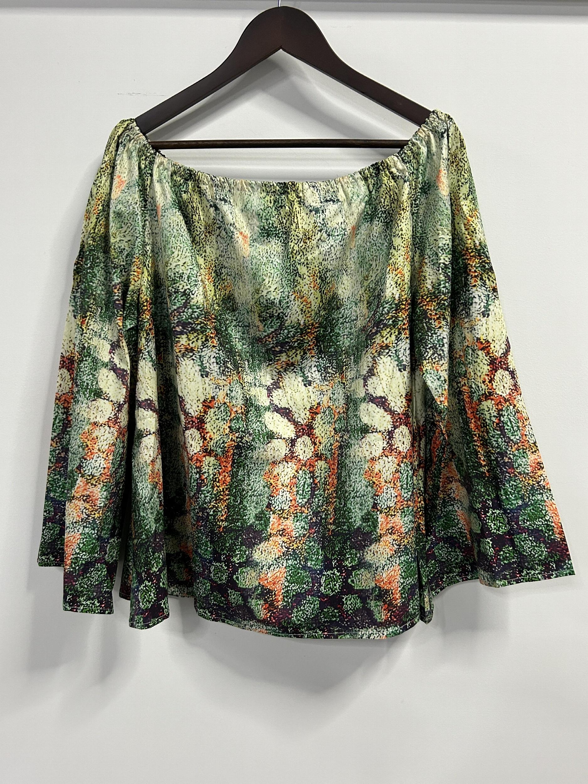  Painting Print Off Shoulder Tee & Shorts Set