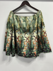  Painting Print Off Shoulder Tee & Shorts Set