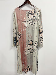  Boho Colorblock Floral Print Long Sleeve Maxi Dress