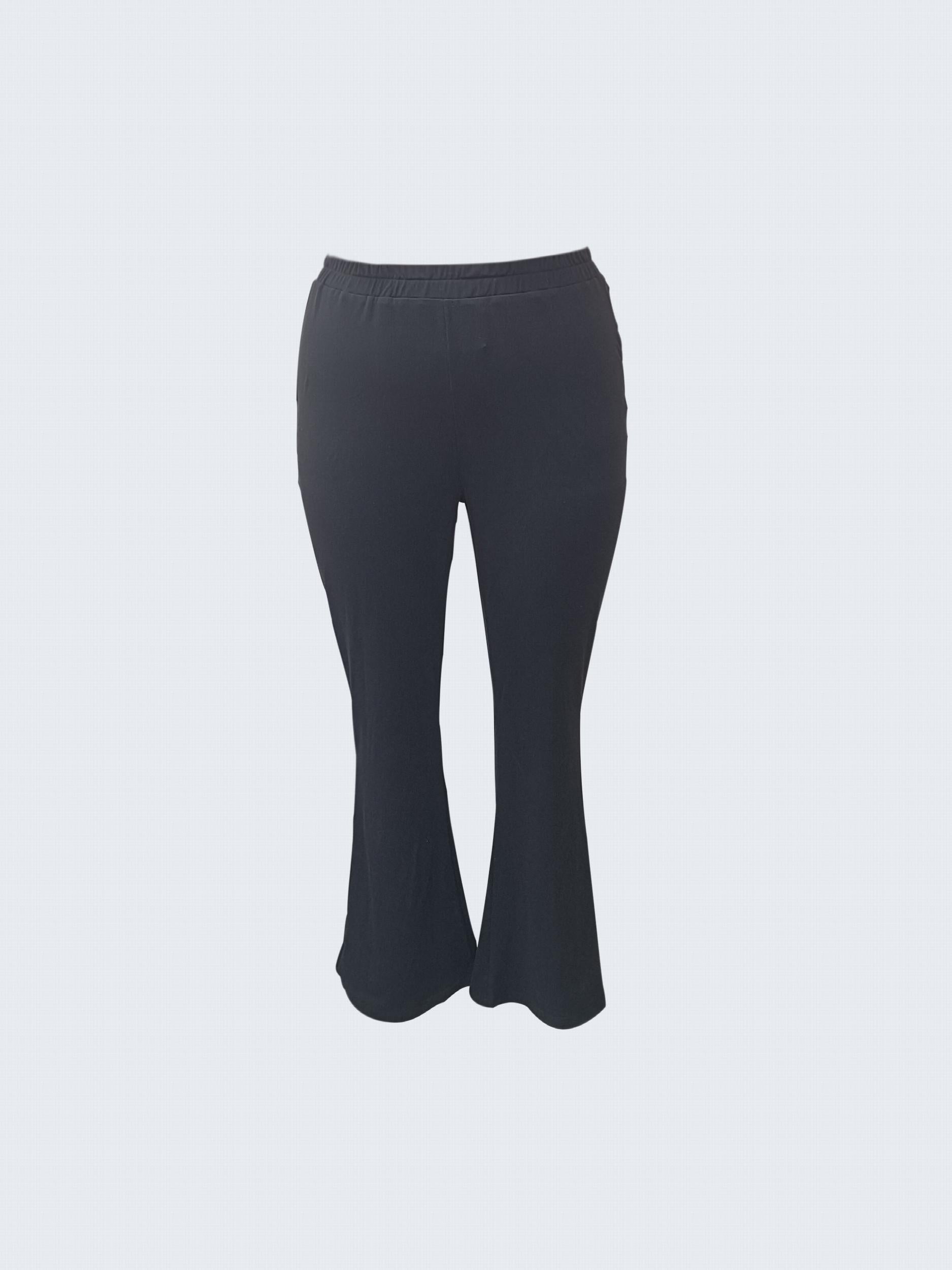  Solid Crew Neck Cami Top & Flared Leg Pants Outfits Set