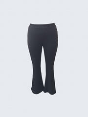  Solid Crew Neck Cami Top & Flared Leg Pants Outfits Set