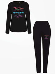 Women's Plus Slogan Top & Leggings Set