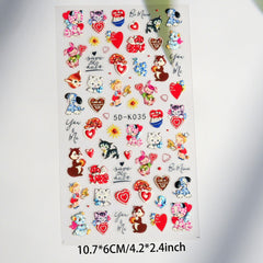 5D Cat Animal Nail Art Sticker Self-adhesive Plastic Women Nail Art Sticker