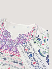  Floral Print Short Sleeve Blouse